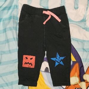 Kids Black Joggers with Fun Patches